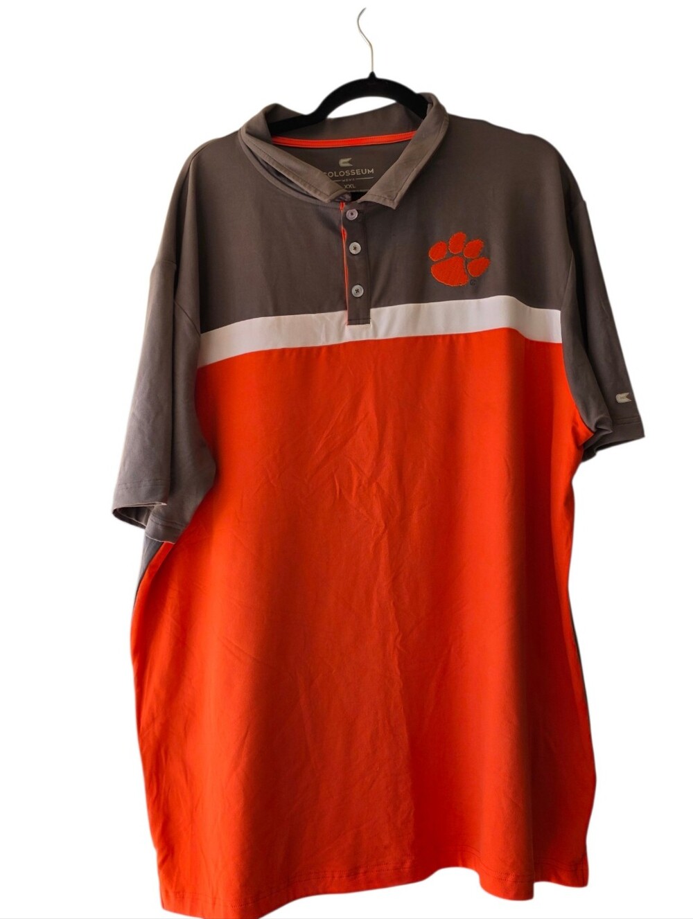 Colosseum Mens Polo Shirt X-Large Brown Orange Clemson Tigers Short Sleeve XXL